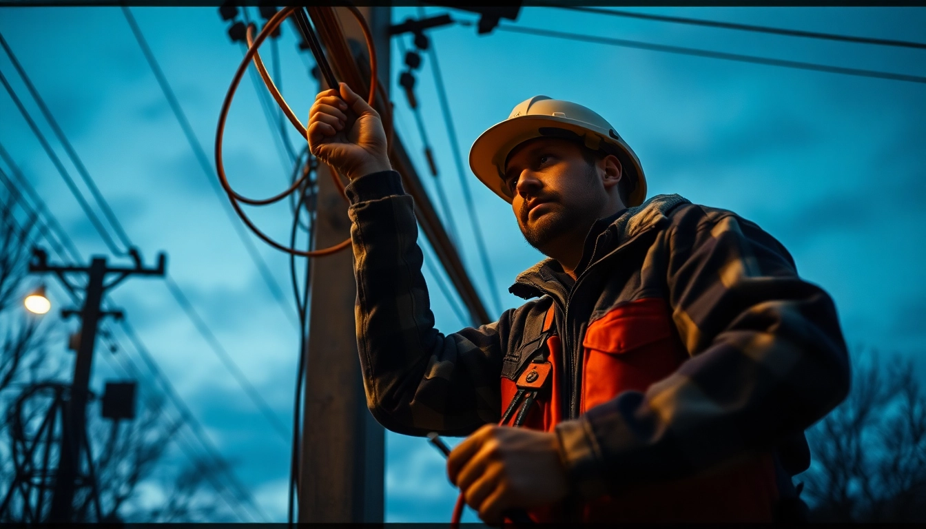 Electrician Notdienst providing emergency electrical repairs during nighttime service.