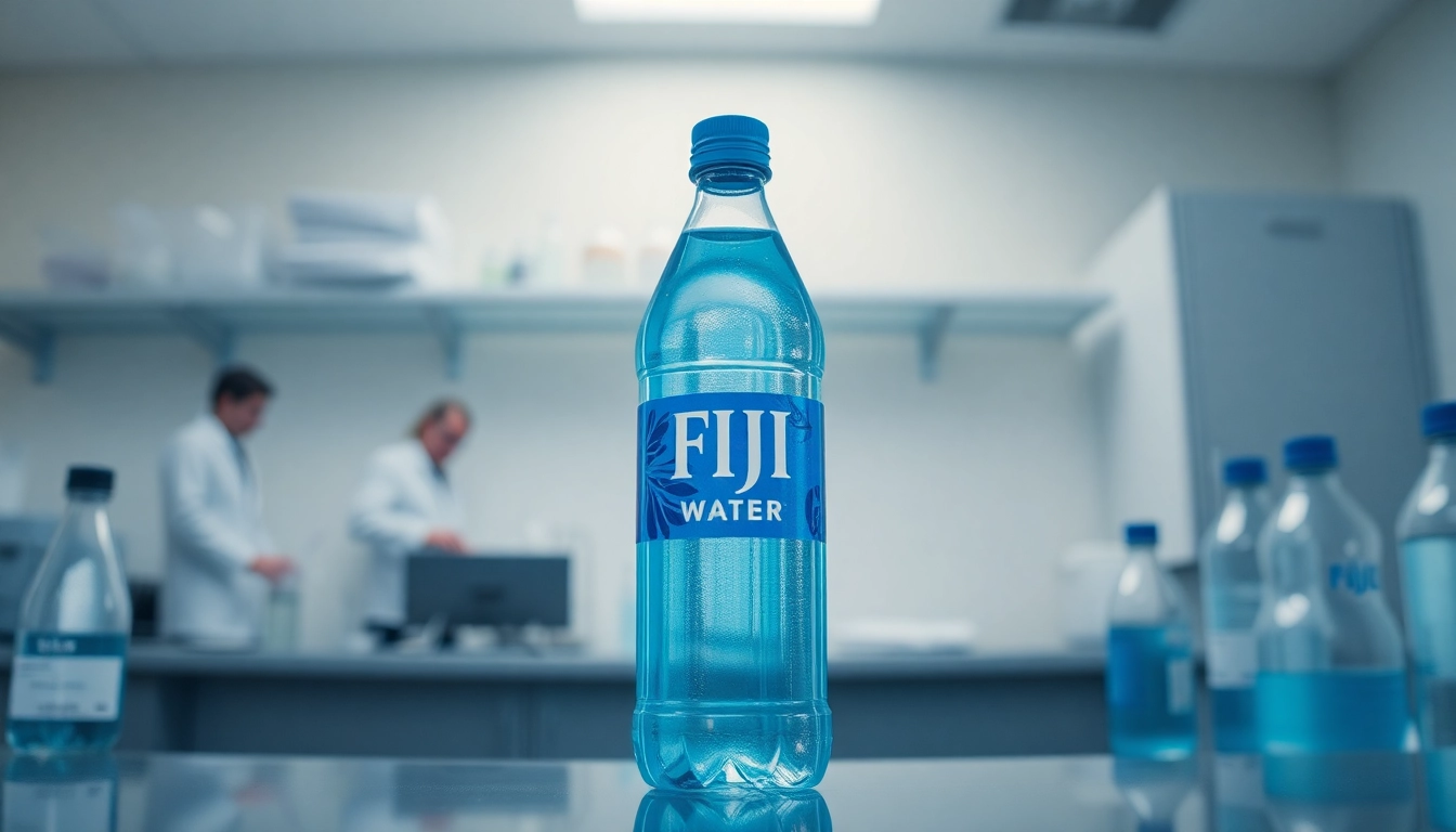 Highlighting the FDA recalls Fiji water due to contamination concerns in a laboratory environment.