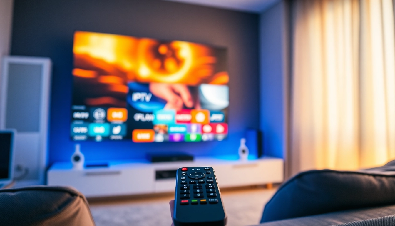 Explore abonnement iptv options with a vibrant home entertainment setup featuring IPTV streaming devices.