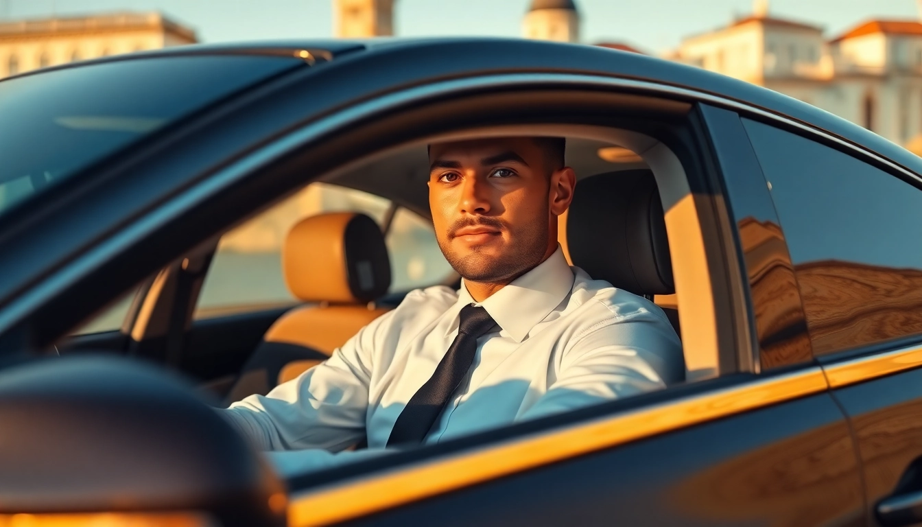 Experience affordable and reliable cheap car rental with driver Lisbon, showcasing a luxury vehicle in a scenic location.