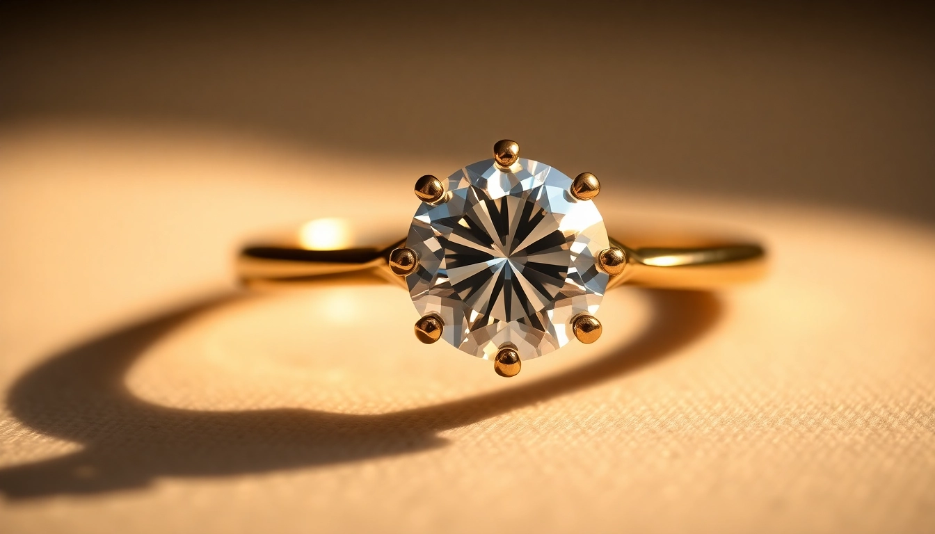 Admire this exquisite 2 carat engagement ring with a brilliant cut diamond set in a vintage gold band.