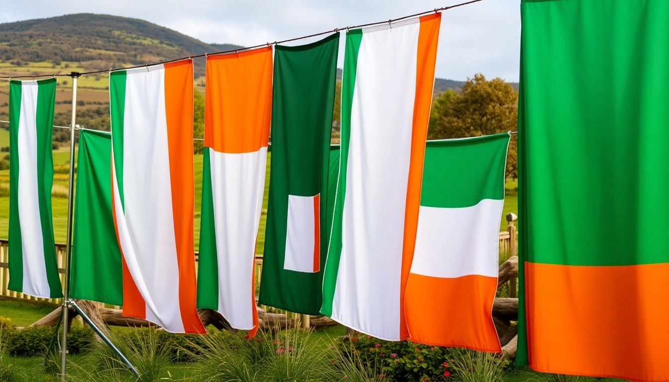 Showcase a variety of vibrant banners representing Ireland in a celebration mood.