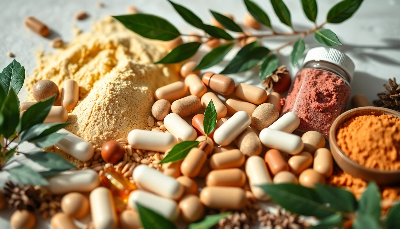 Highlight the benefits of dietary supplements with colorful capsules and natural props.