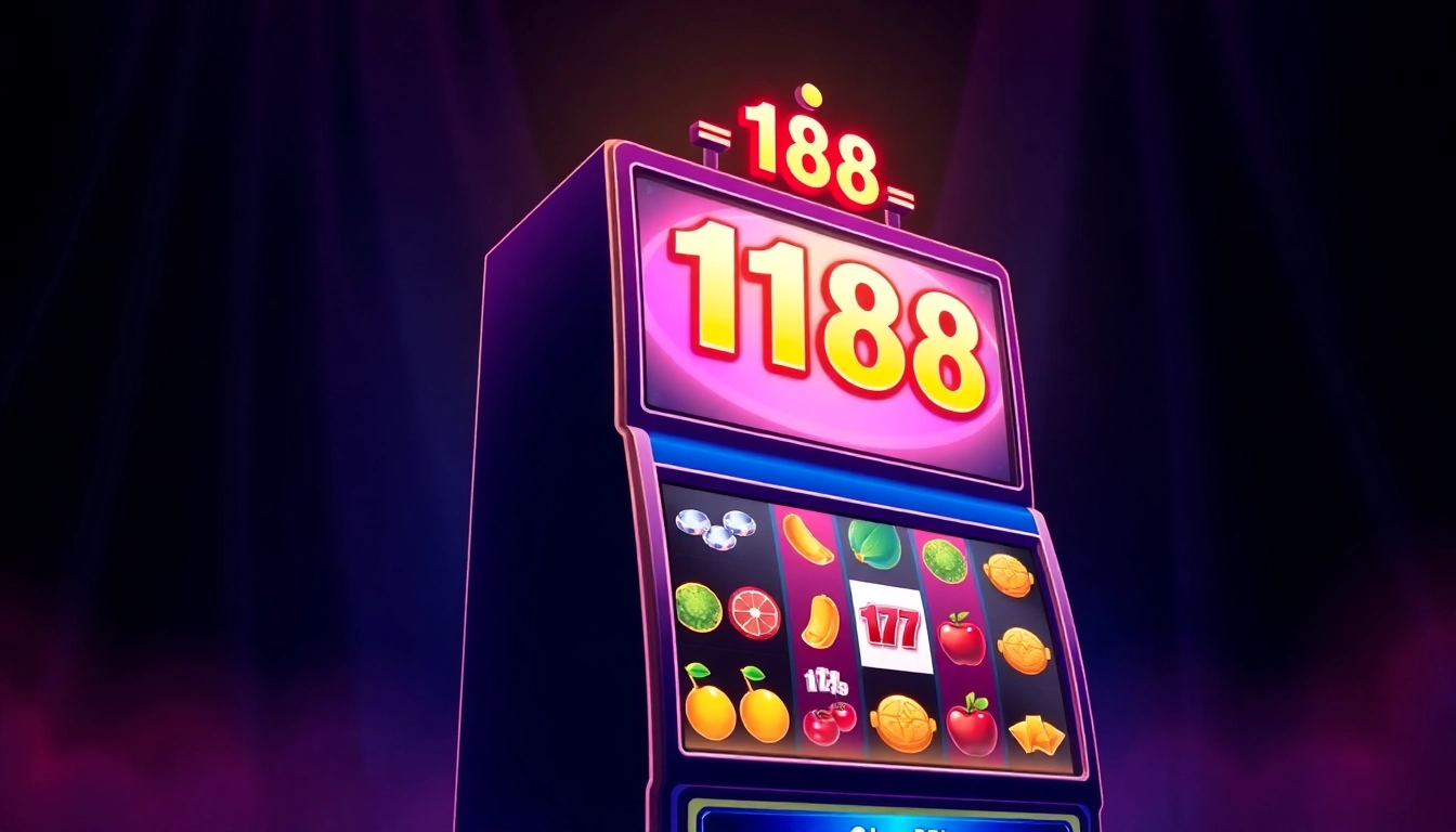 Engage with the colorful สล็อต168 slot machine thrillingly glimmering against a dark background.