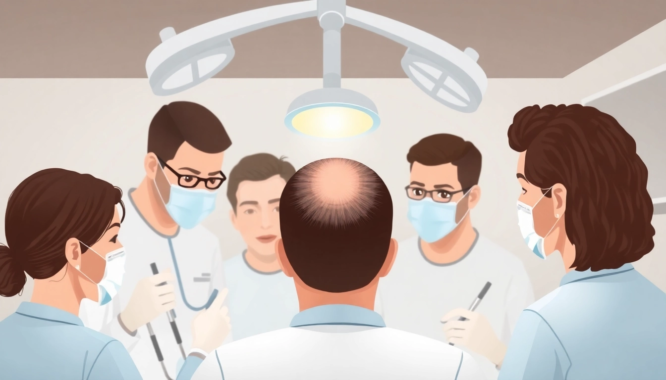 Patients undergoing a hair transplant, showcasing the professionalism and results of hair restoration.