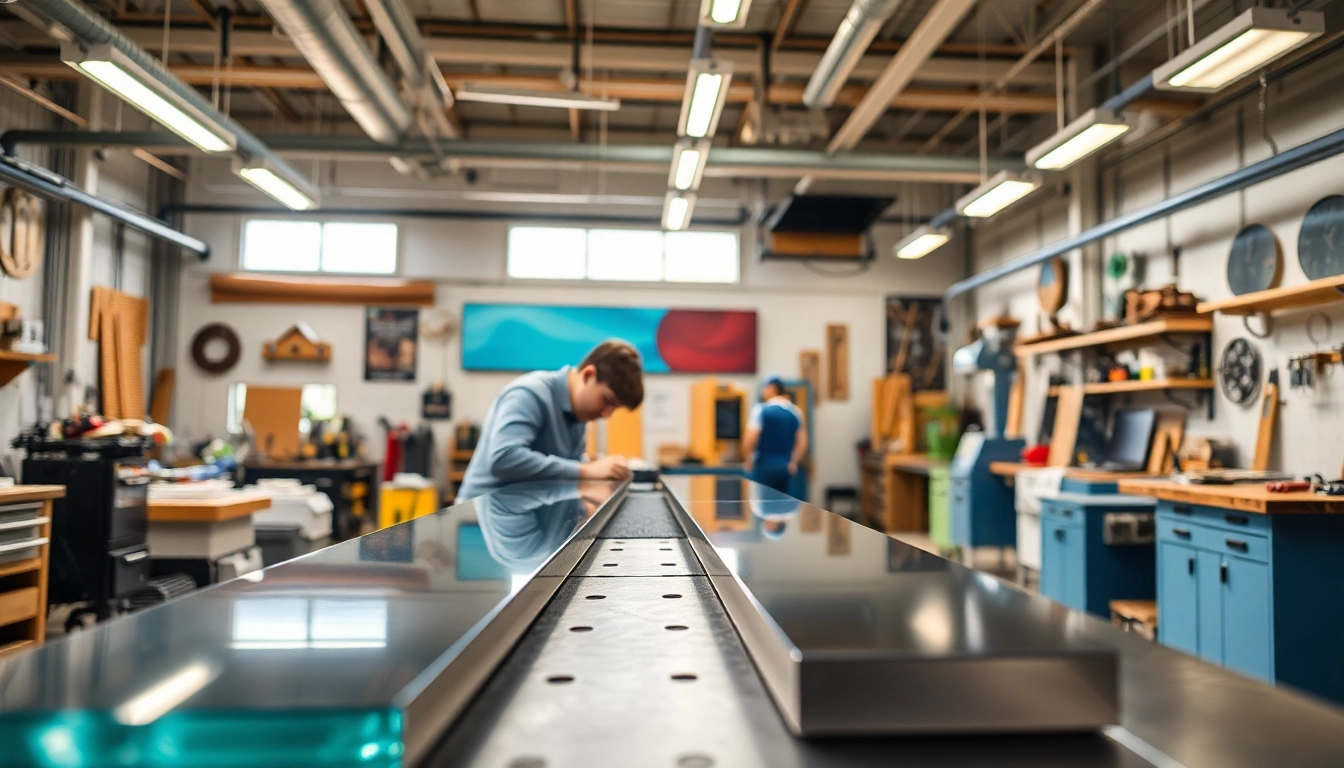 Creating a custom sign with precision at a calgary sign company workshop.