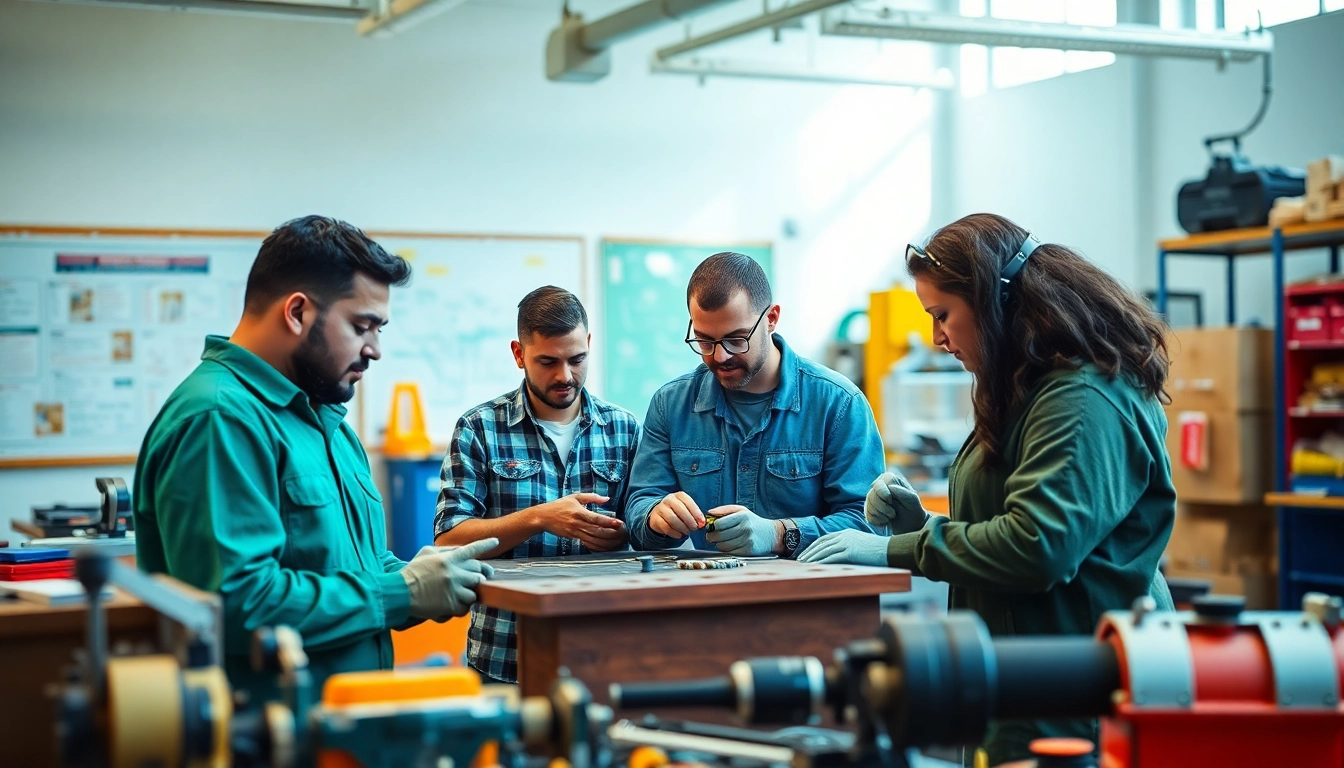 Students at a trade school in Knoxville, TN, engaged in hands-on learning for various vocational skills.