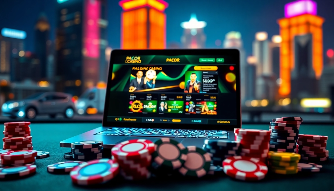 Experience the excitement of PAGCOR online casino with vibrant chips and cards.