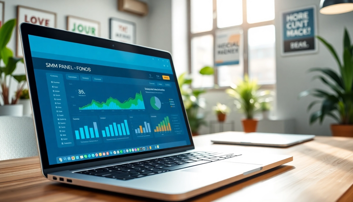Engage with our smm panel philippines on a sleek digital marketing workspace with vibrant analytics.