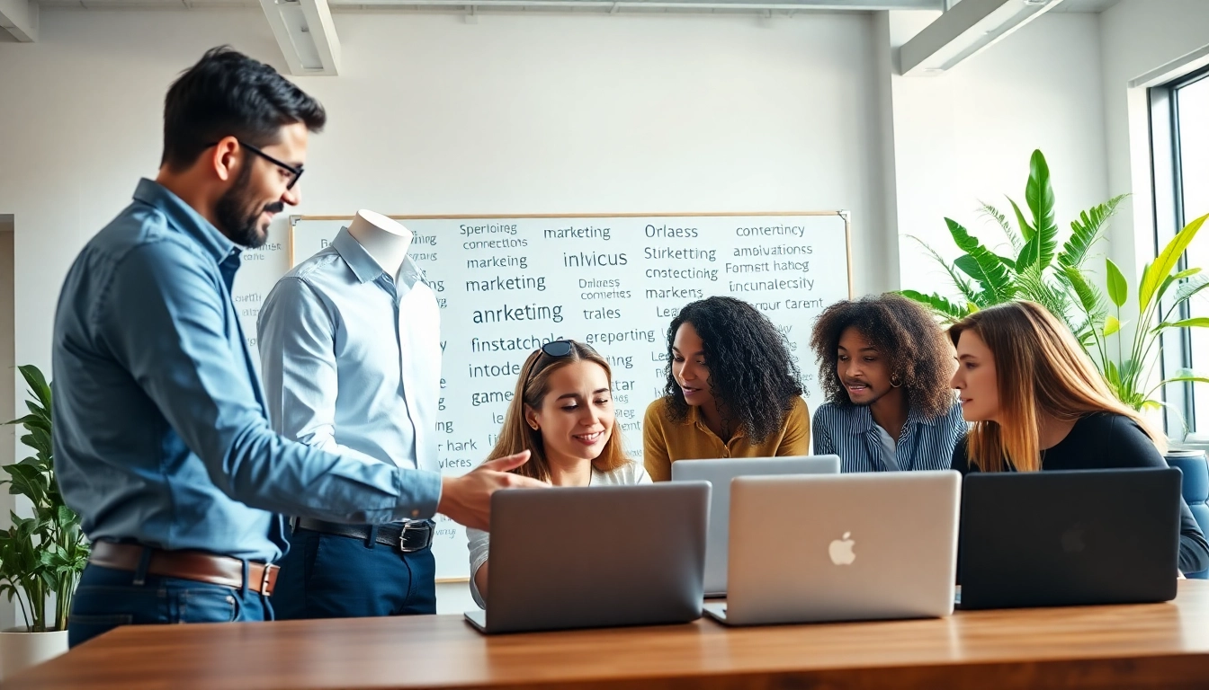 Amazon growth partner team strategizing in a vibrant, modern office environment.