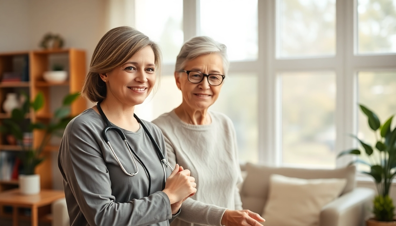 Image depicting austin senior home care support with caregiver assisting an elderly person in a cozy living room setting.