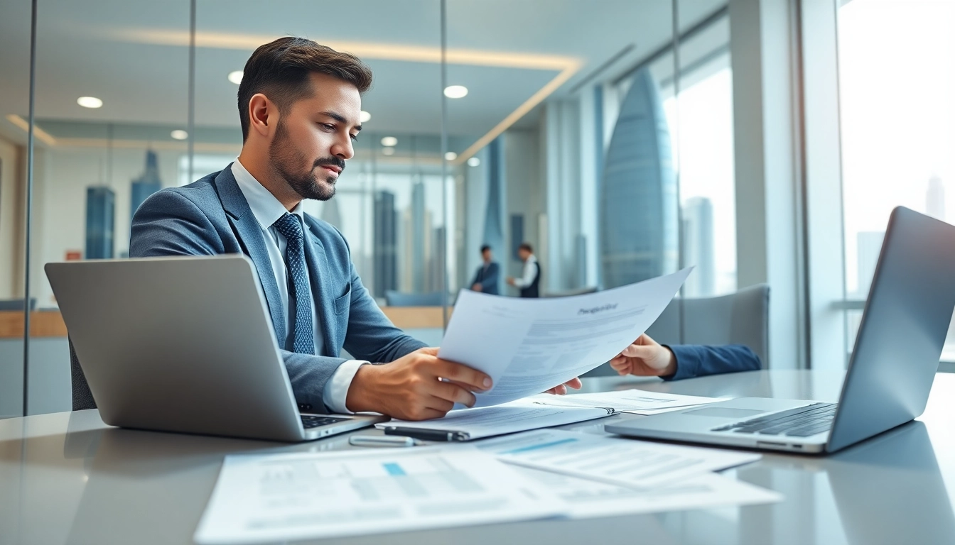 Facilitating trademark registration in Dubai with professional guidance in an office setting.