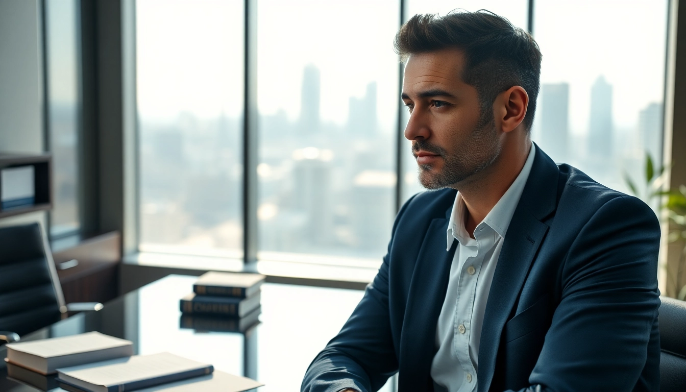 Engaging criminal lawyer India offering legal advice in a modern office setting.