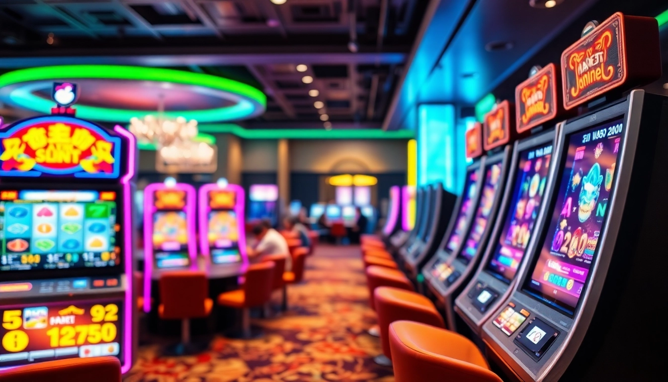 Play engaging JILI Games in a vibrant casino environment filled with colorful slots.