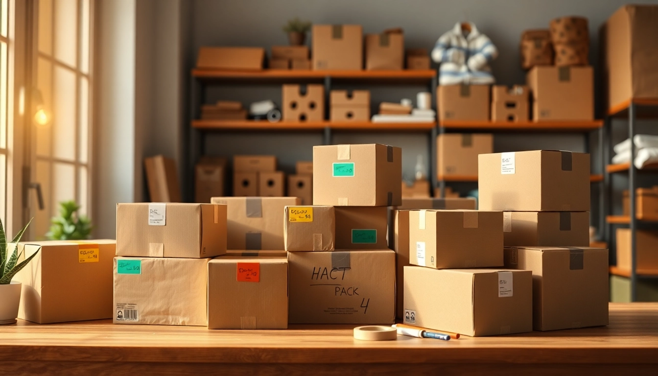 Organized boxes highlighting packing solutions for moving and storage at The UPS Store
