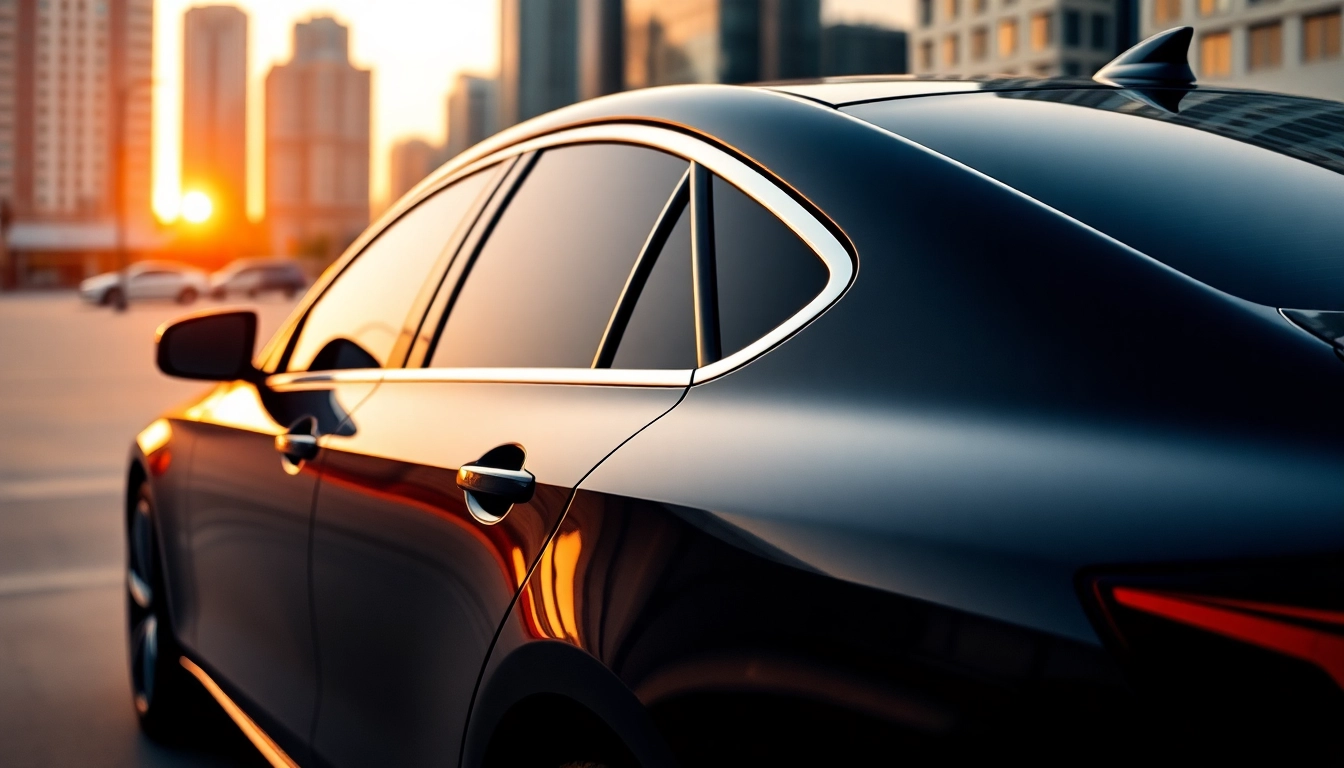 Enhance your car tint with sleek window finishes showcased on a stylish vehicle.