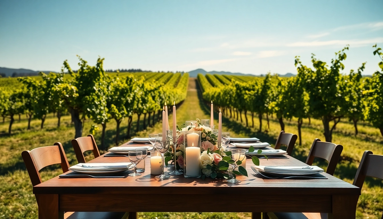 Explore the charm of clarksburg wedding venues with a romantic outdoor setup in a vineyard.
