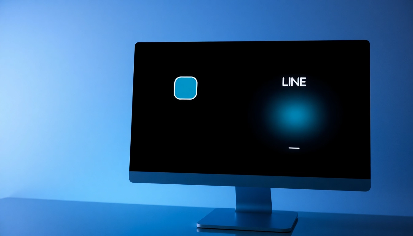 Download the 電腦版line下載 app on a sleek computer interface.