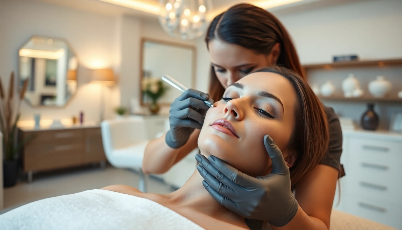 Experience Fadenlifting Zürich: professional aesthetician performing a skincare treatment for youthful skin.