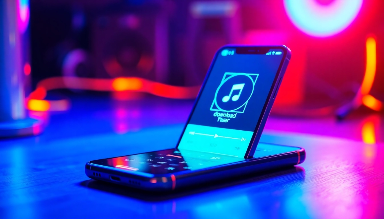 Download 汽水音乐下载 tracks from a stylish smartphone with a vibrant music player interface.