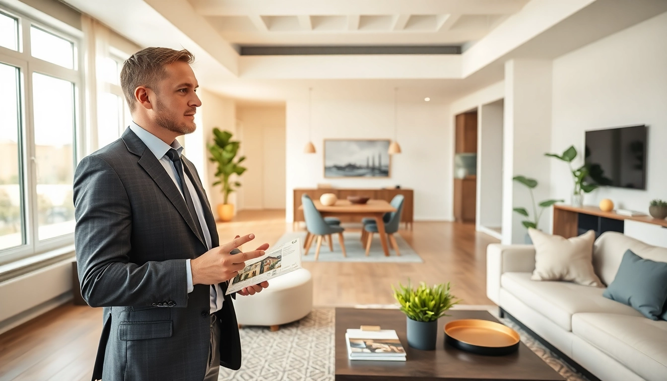 Engaging real estate agent showcases wohnung verkaufen nürnberg in a modern apartment setting with stylish interiors.