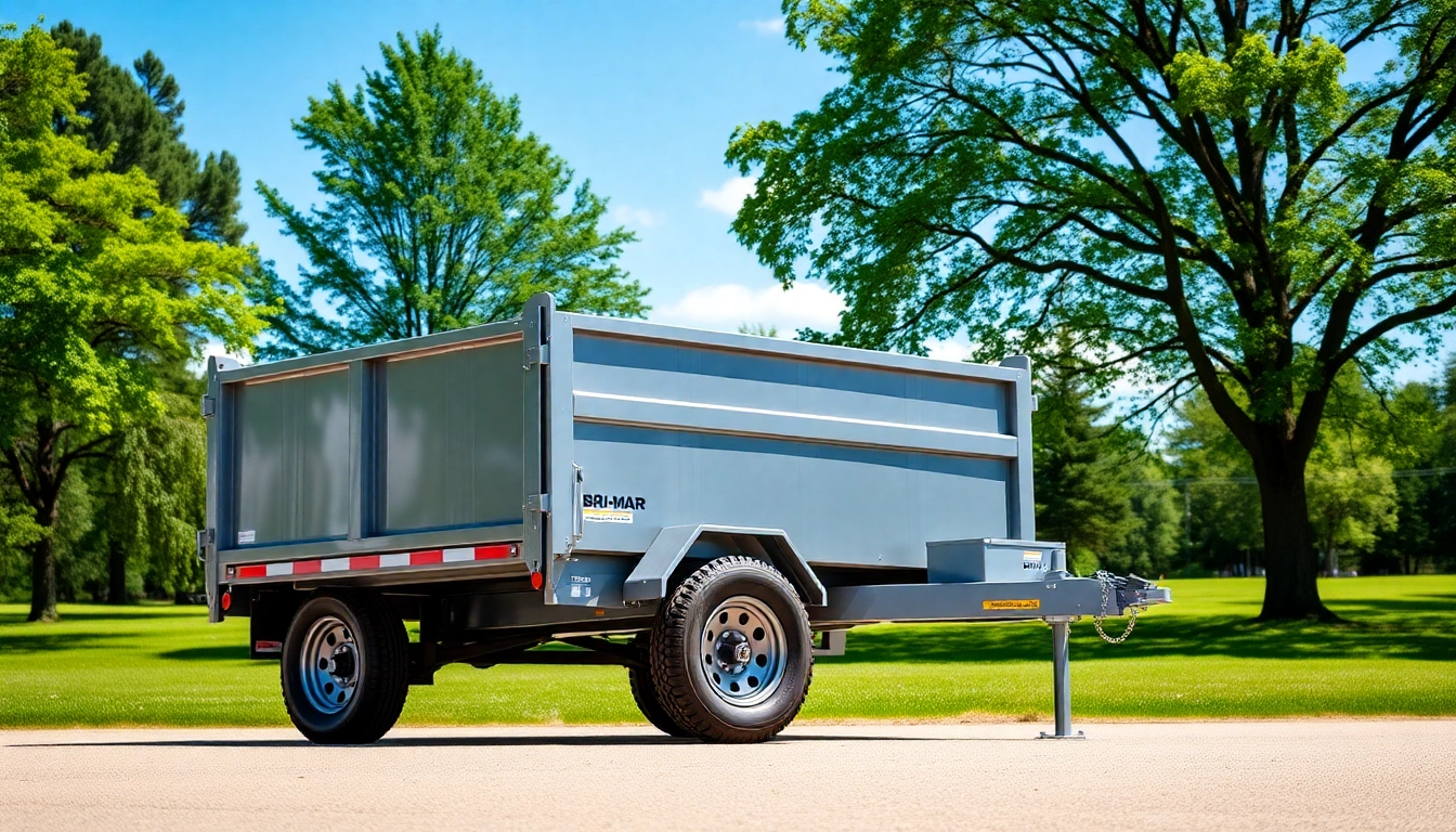 Bri-Mar trailers for sale near me showcased in an outdoor setting with vibrant features and natural sunlight.