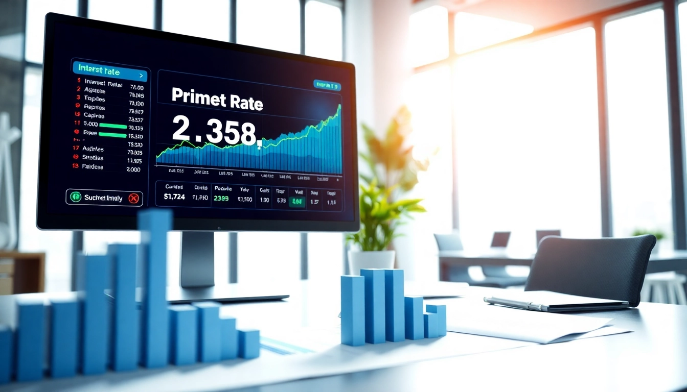 Financial analysis showing what is the prime rate today with live charts and a professional office backdrop.