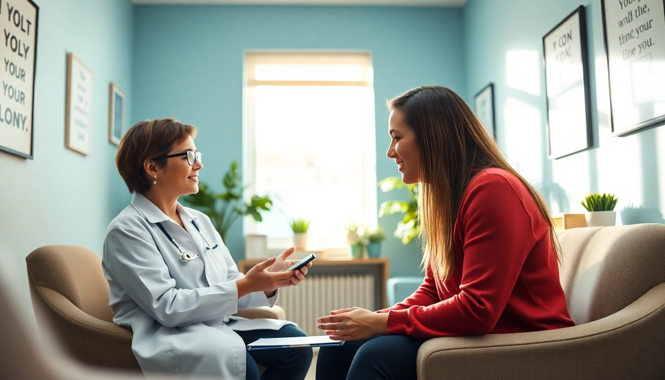 Illustration of types of OCD with a clinician and patient in a supportive therapy setting.