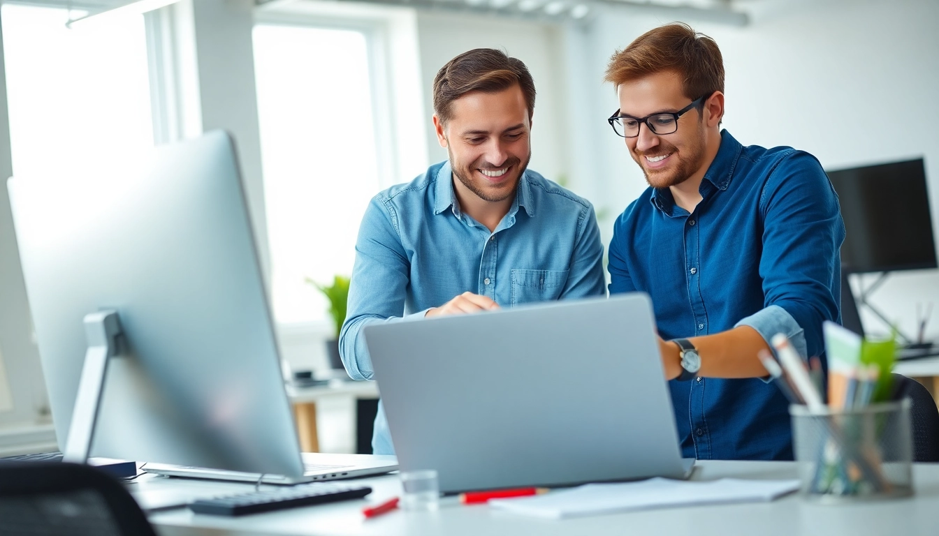 Provide expert computer help as a technician assists a client with a laptop.