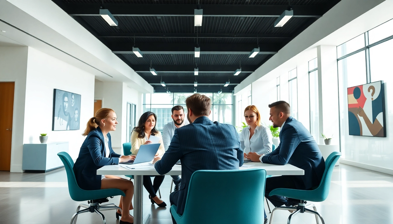 Consultation meeting with Quickplus Business Consultants showcasing teamwork in a modern office.