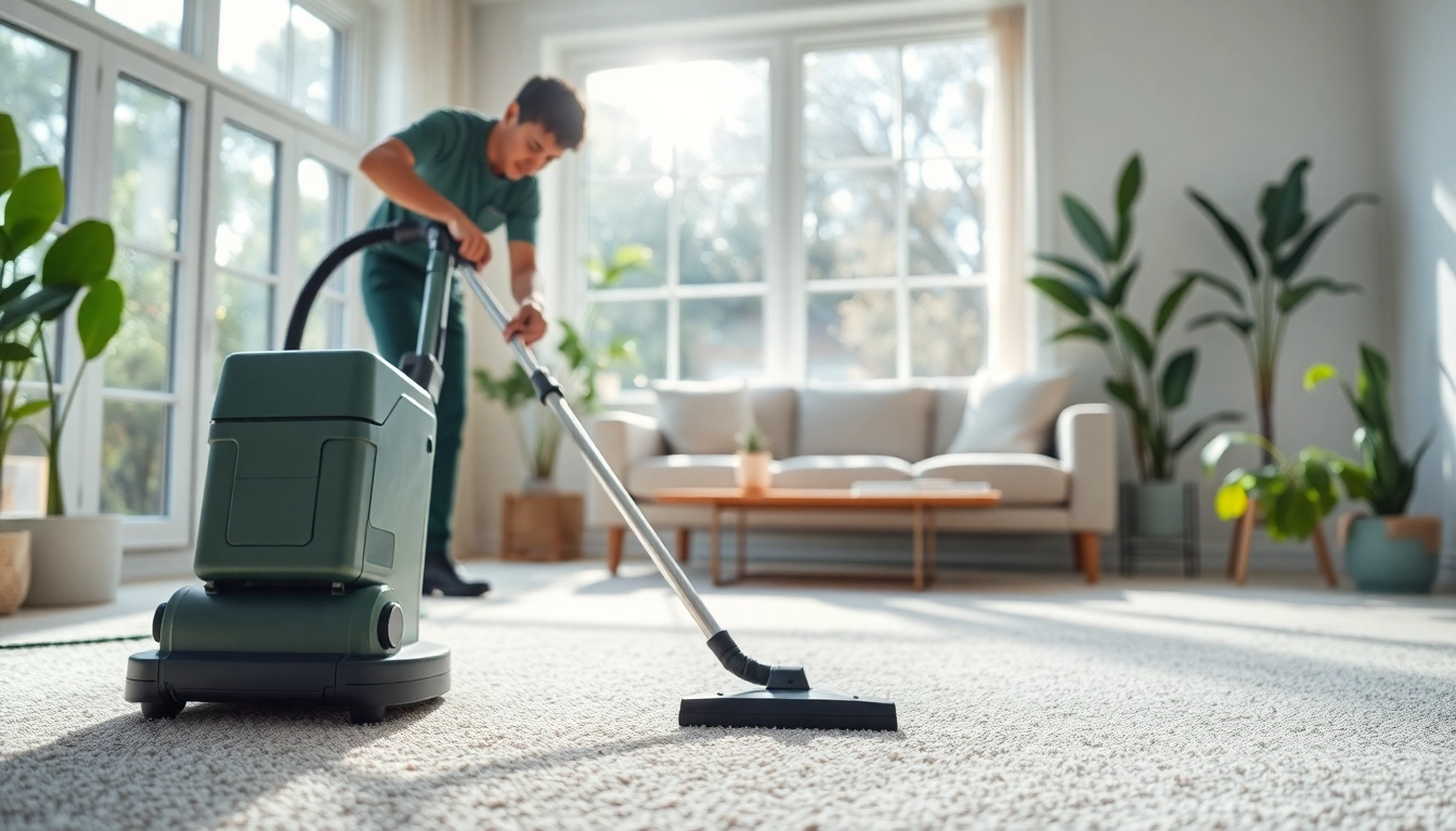 Showcasing eco carpet cleaning services with a focus on natural cleaning methods and a bright, inviting atmosphere.