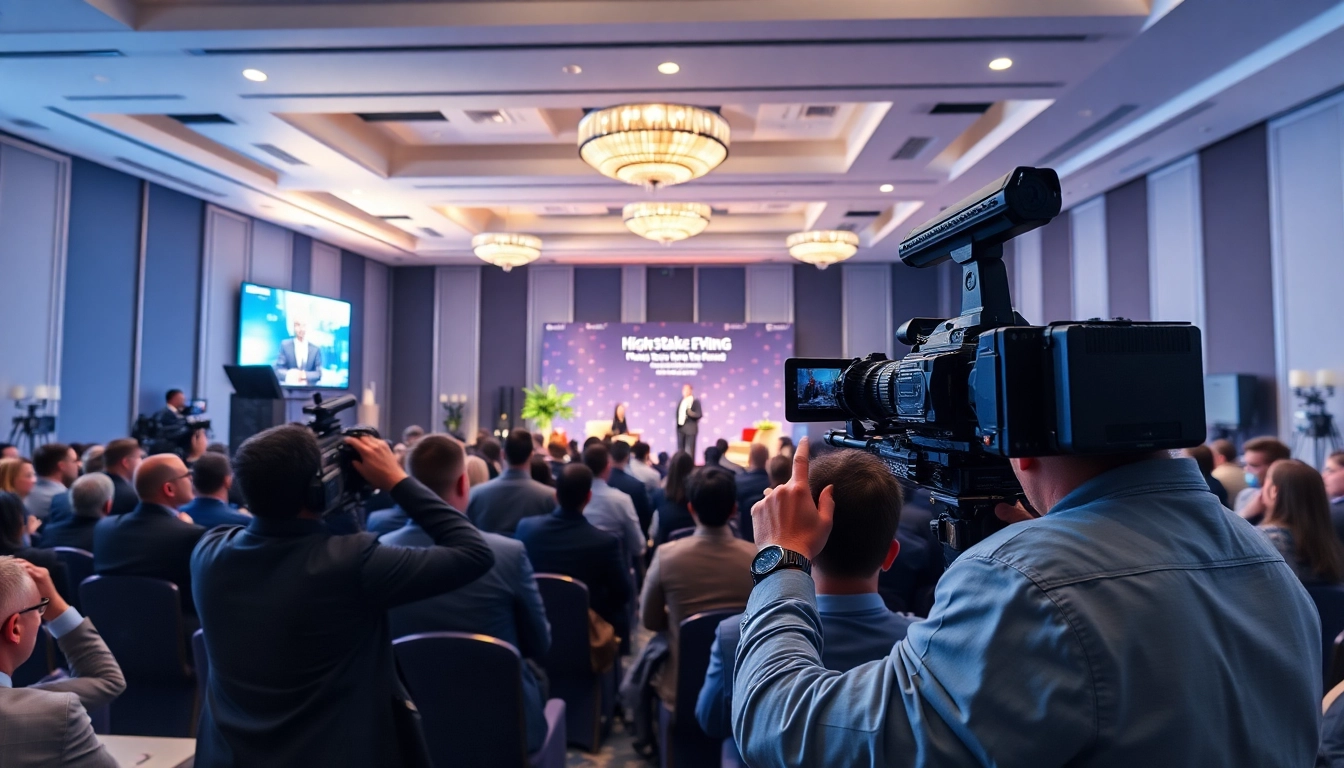 Capture Miami Corporate Event Videography Photography of lively corporate conference with professional videographers in action.