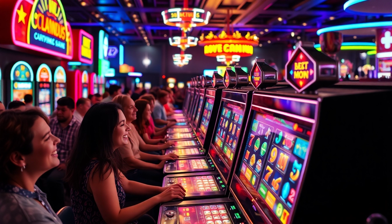 Permainan game slot menghidupkan suasana kasino dengan pemain yang antusias.