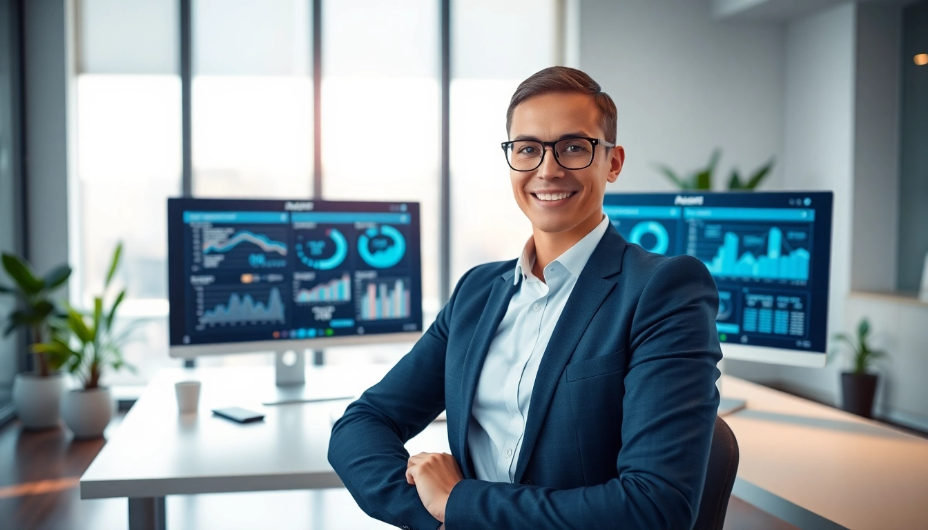 AI sales assistant effectively engaging in modern business tasks in a professional office setting.