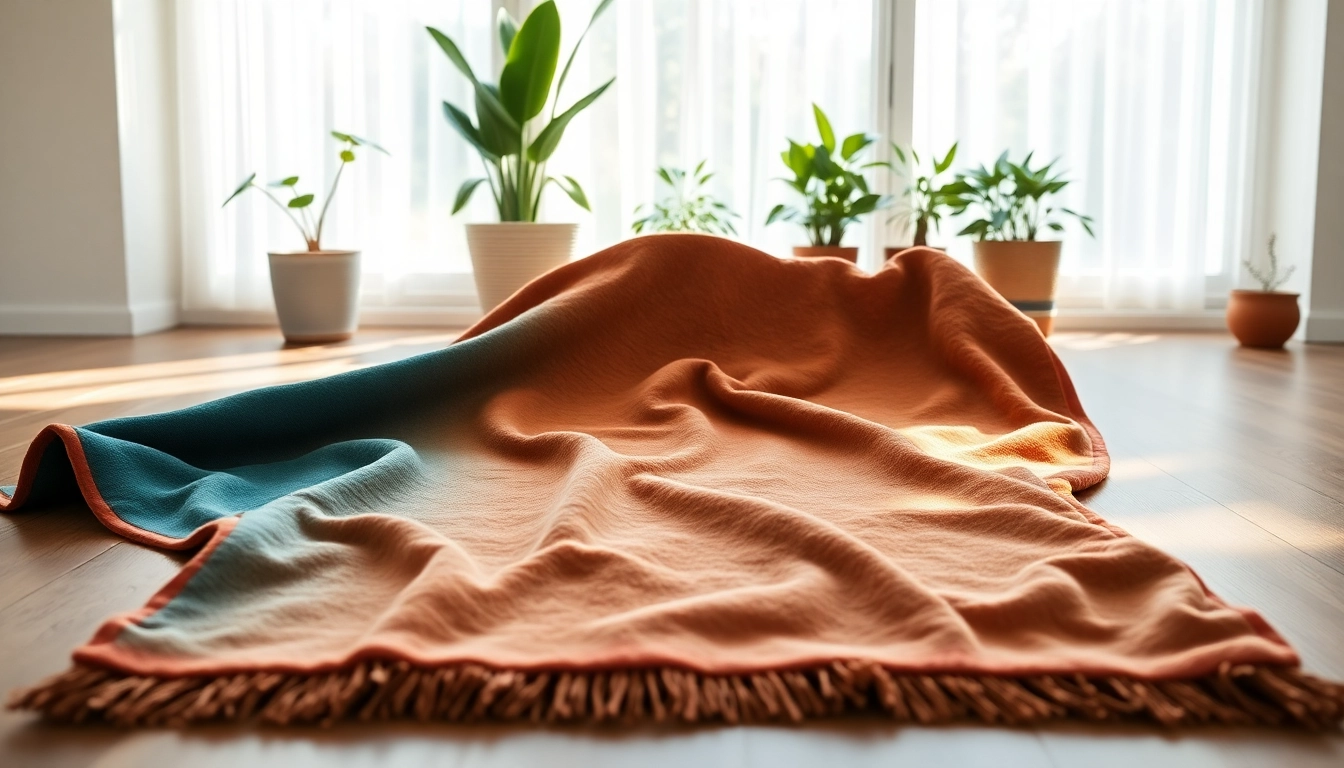 Enhance your yoga experience with a vibrant and cozy Yoga Blanket in a serene meditation space.