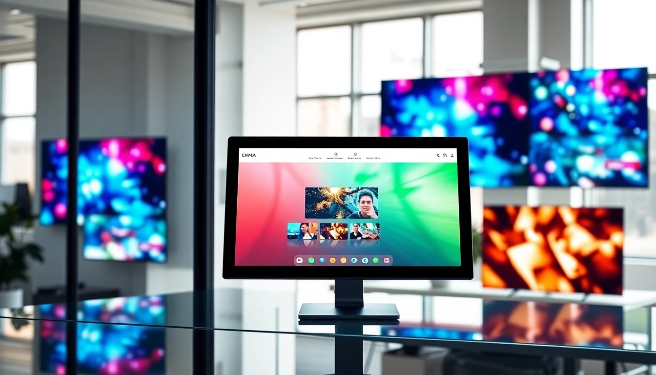 Engage with vibrant digital signage CMS displayed on a modern touchscreen, showcasing dynamic media.
