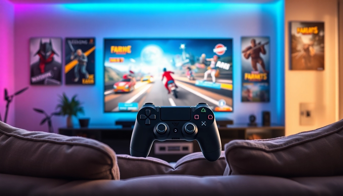 Engage with vibrant PS4 games showcased in a modern gaming setup.