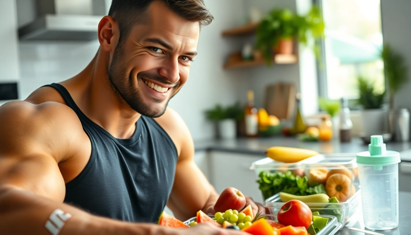 Post-workout beslenme hazırlığı yapan sporcu, sağlıklı öğün ve protein shaker'ı ile.
