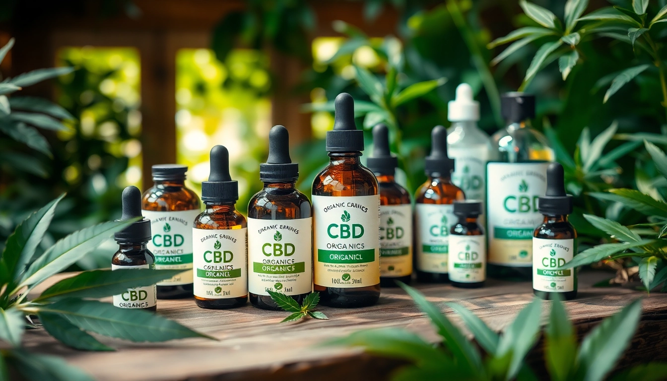 Captivating display of cbd organics products emphasizing natural wellness and purity.