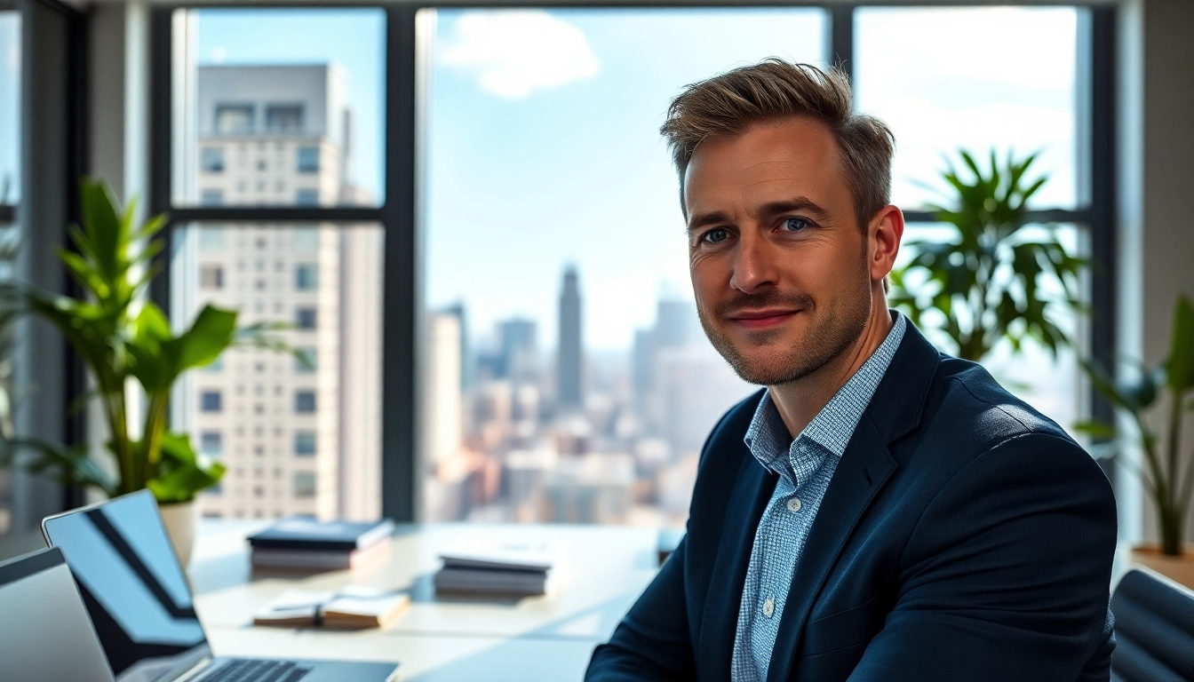 Thomas Schinecker confidently working at his desk in a modern office.