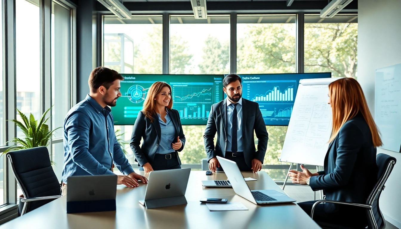 ICT bedrijf biedt innovatieve oplossingen met een professioneel team in een moderne kantooromgeving.