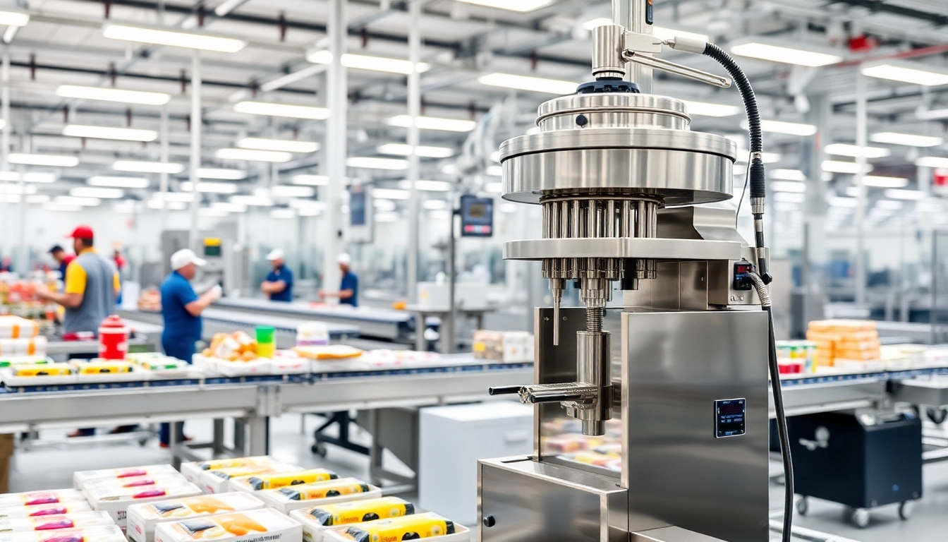 Showcasing a combination weigher in action, highlighting its precision and efficiency in a busy packaging setting.