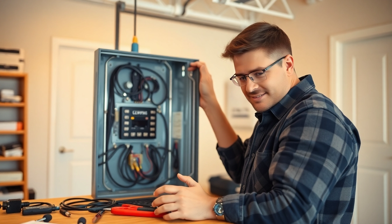 Technician performing electrical panel upgrade installation showcases safety and professionalism.