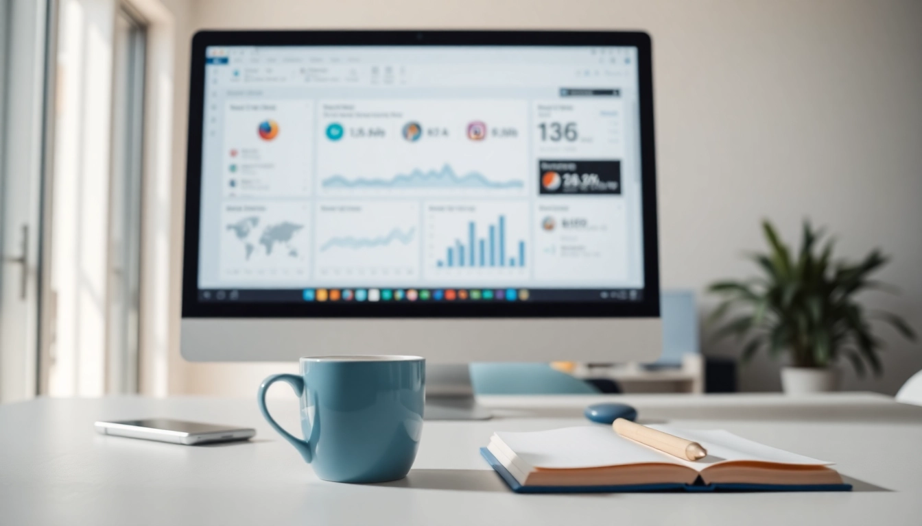 Enhance social media and blog automation skills with a digital workspace showcasing management tools.
