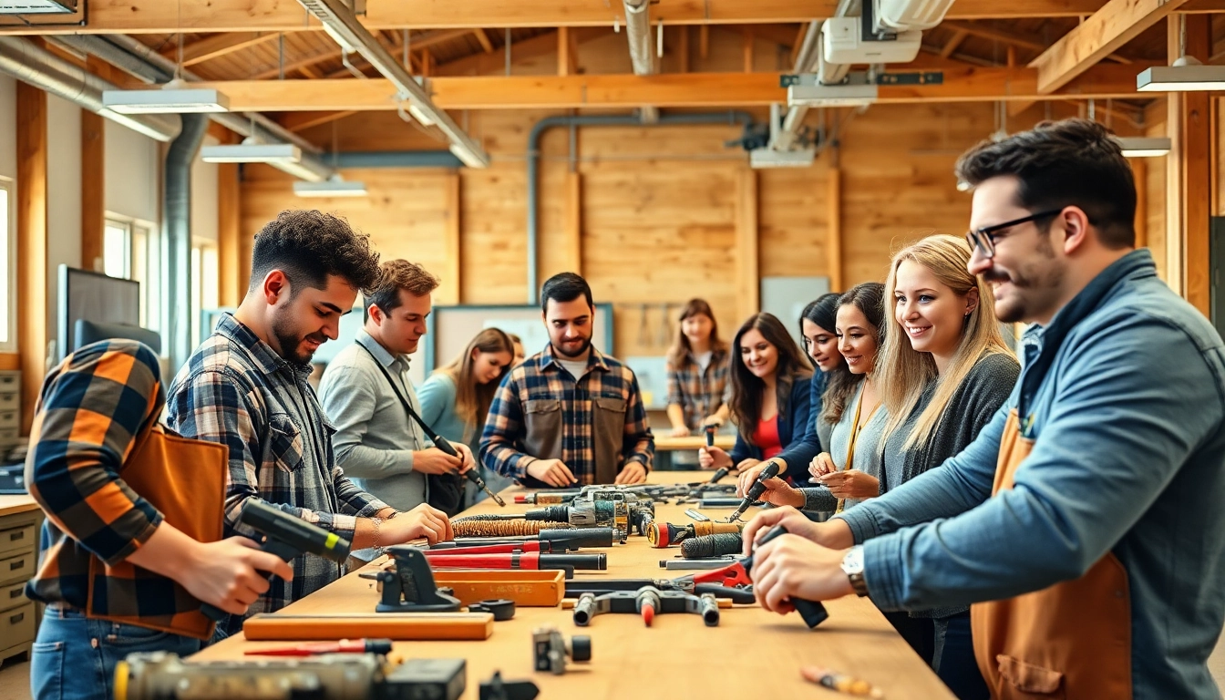 Dynamic classroom scene of students engaged in trade school training in Tennessee.