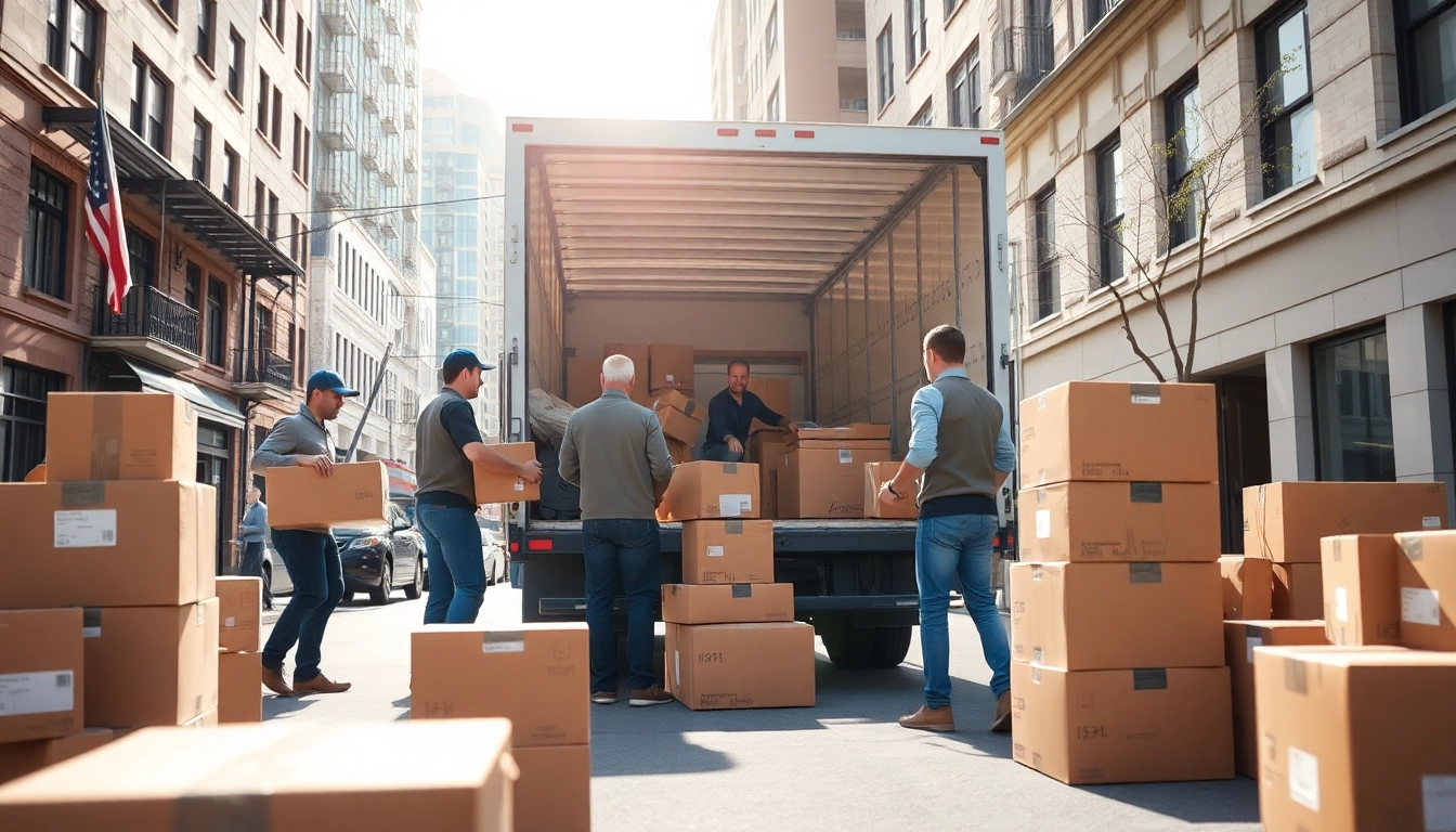 Movers loading items into a truck for https://starvanlinesmovers.com with professional care in bright light.