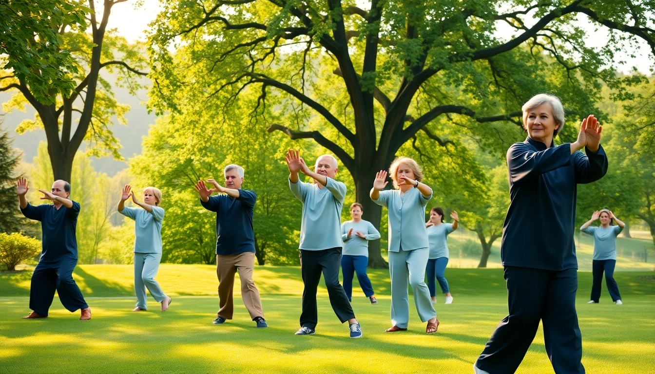 Engaged participants in Tai Chi Classes Los Angeles showcasing harmonious movement outdoors.