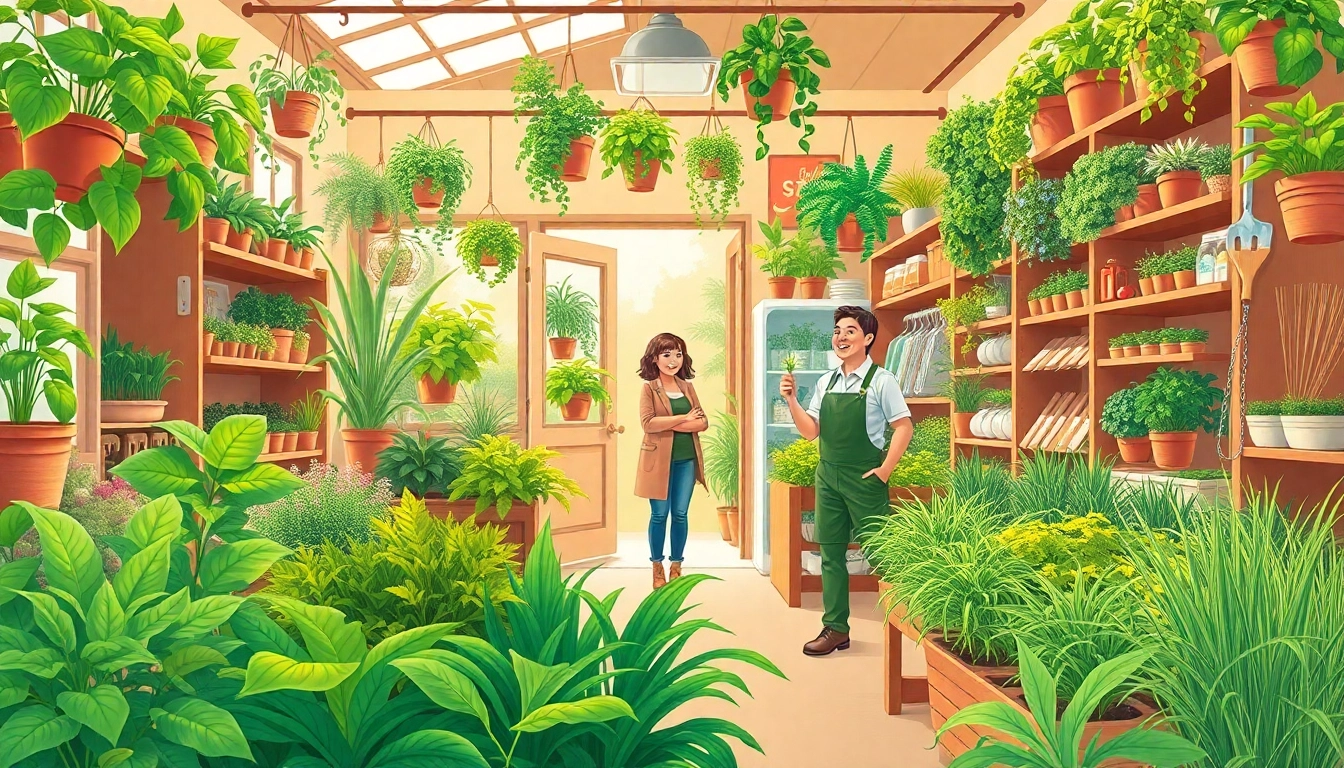Explore a vibrant Grow A Garden Shop featuring plants, seeds, and gardening tools.