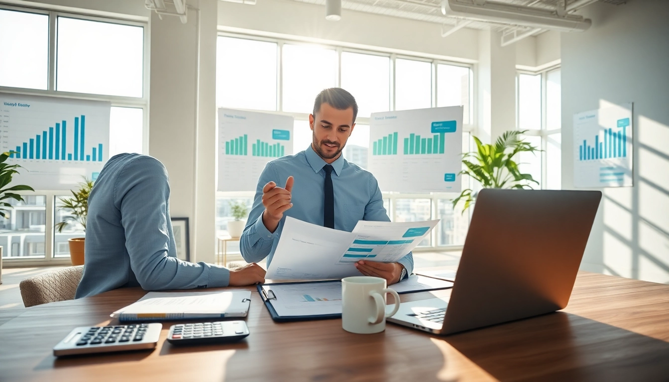 L'investissement locatif analysé par un professionnel dans un bureau moderne avec des graphiques.