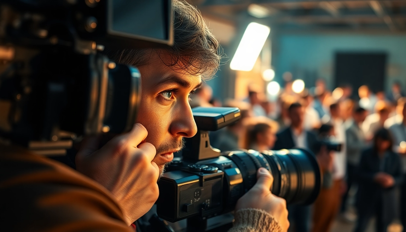Director of Photography capturing a cinematic moment on set with professional equipment.